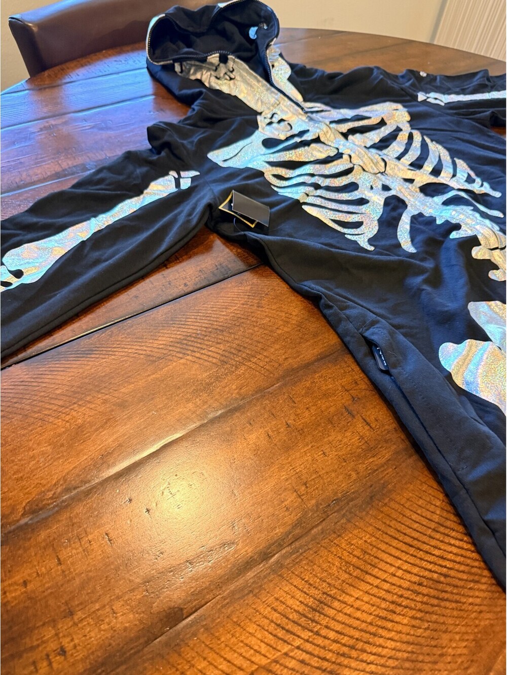Tipsy Elves Shimmer Skeleton Costume Womens Small Halloween Jumpsuit Black